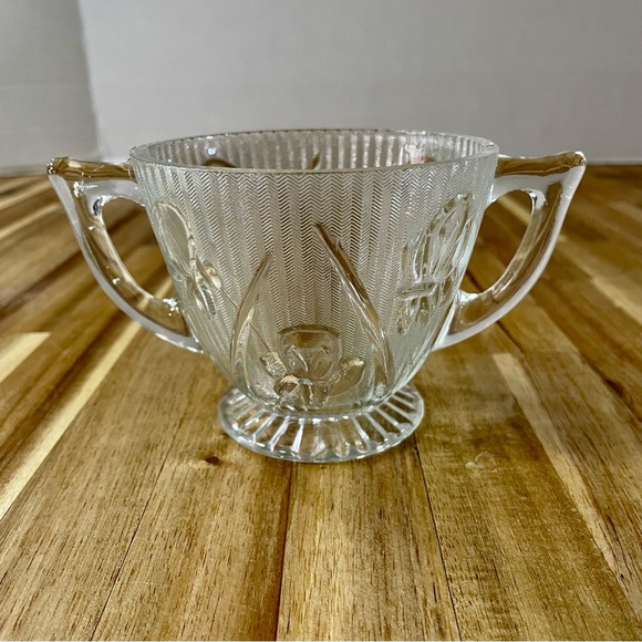 VTG Jeannette Depression Glass Iris Clear Creamer & Sugar Dish 1930’s - Picture 5 of 13